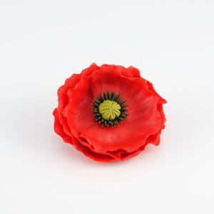 Roter Mohn Blumen Brosche, Gedenktag Mohn, Roter Mohn Blumen Schmuck, Olivier's Day Poppy, rote Blumenbrosche aus Polymerton