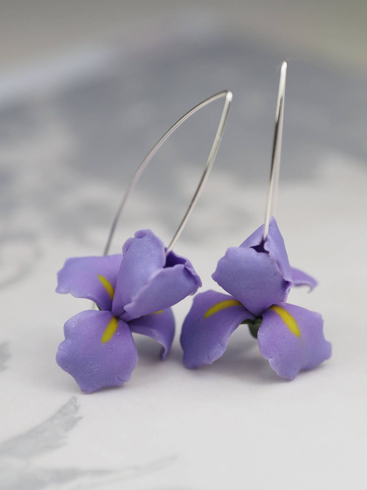 Iris flower earrings light purple earrings flower dangle Etsy