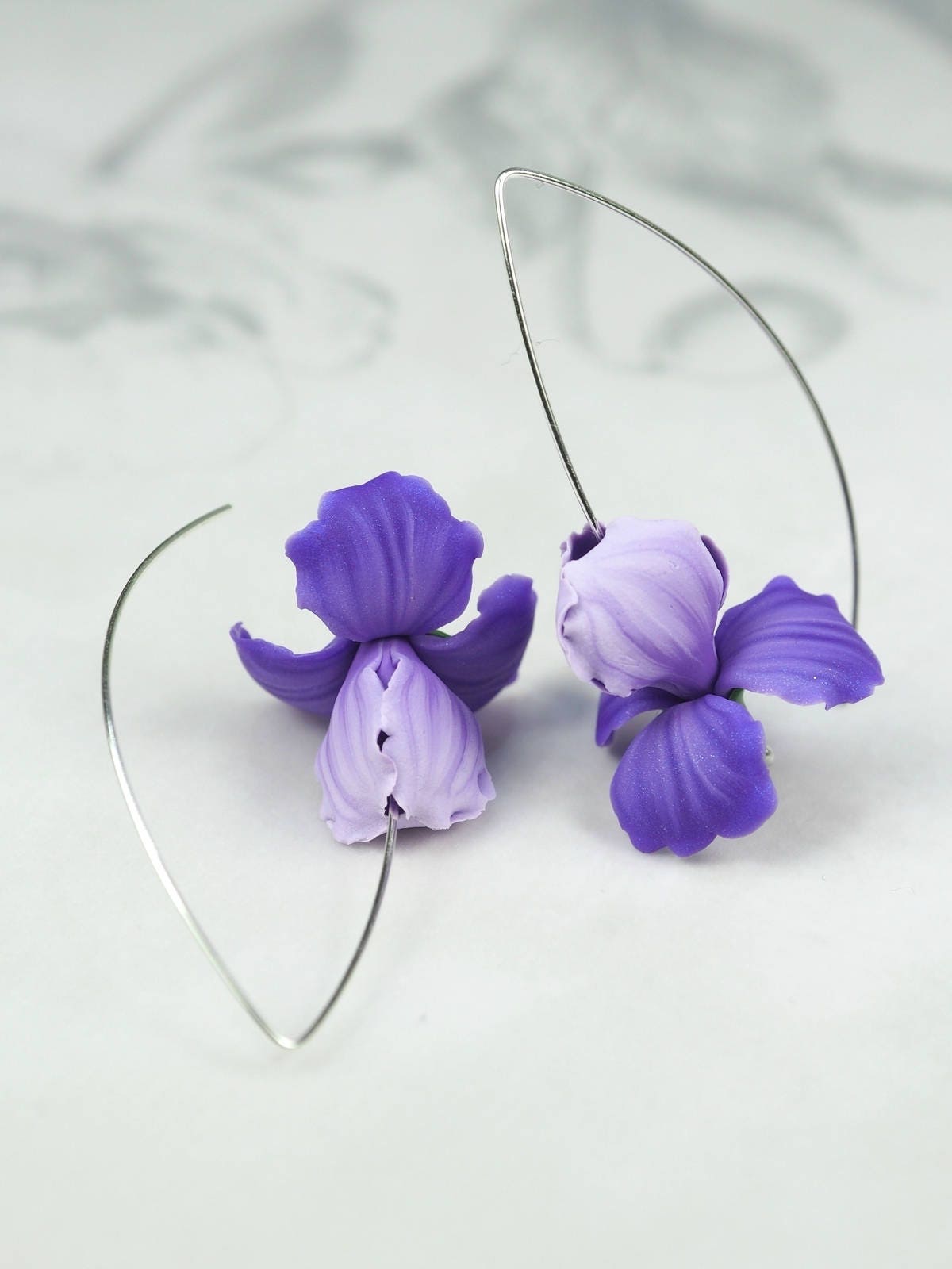 Iris flower earrings in shades of violet dangle earrings Etsy