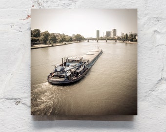 Frankfurt on wood - Main barge 10 x 10 cm