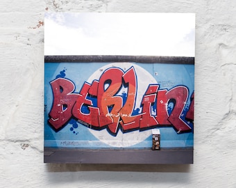 Berlin on wood - Berlin Wall 10 x 10 cm