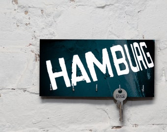 Schlüsselbrett auf Holz - Hamburg - Hamburg blau