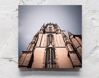 Frankfurt on wood - Imperial Cathedral 10 x 10 cm