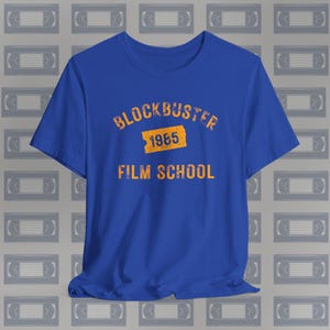 Blockbuster Film School Shirt | Vintage 1985 Blockbuster Video Tee | Movie Lover Gift | Retro Film Enthusiast Apparel | Nostalgic 80s Shirt