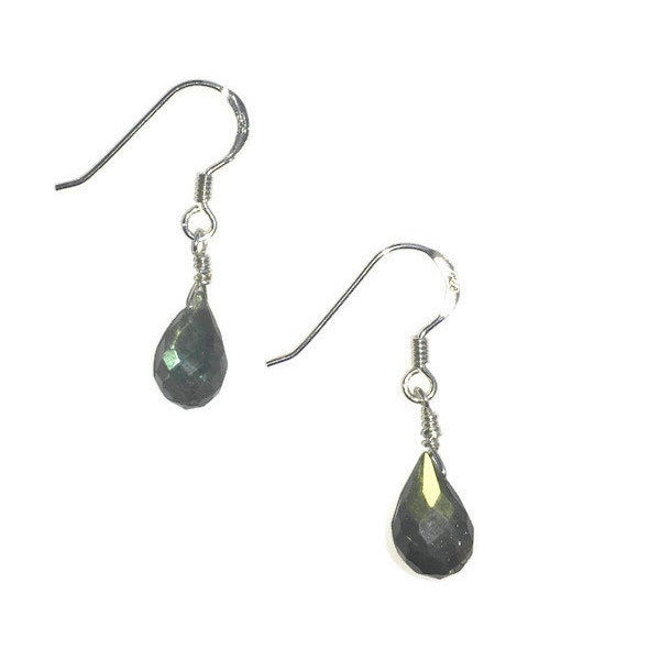 Faceted Labradorite drops and Sterling Silver Earrings, gemstone earrings, labradorite jewelry