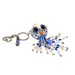 Budgie Bag Charm Beaded 3D Keyring, Perfect Gift for Bird Lovers - Handmade Accessory for Bags & Keys