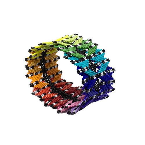 Beaded Rainbow shops Bracelet, statement jewellery, rainbow jewellery, festival jewelry, colourful jewellery, boho bracelet, LGBT bracelet