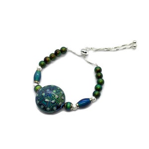 Farbwechsel Stimmung Perlenarmband: Versilberte verstellbare Kette