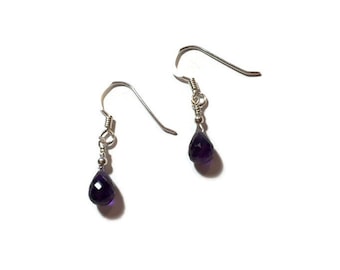Amethyst  Faceted Drop Earrings with Sterling Silver