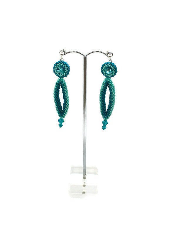 Statement Drop Earrings Made From Turquoise Delica and Seed Etsy UK