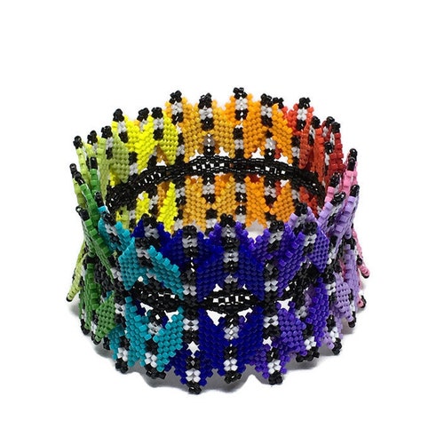 Beaded Rainbow shops Bracelet, statement jewellery, rainbow jewellery, festival jewelry, colourful jewellery, boho bracelet, LGBT bracelet