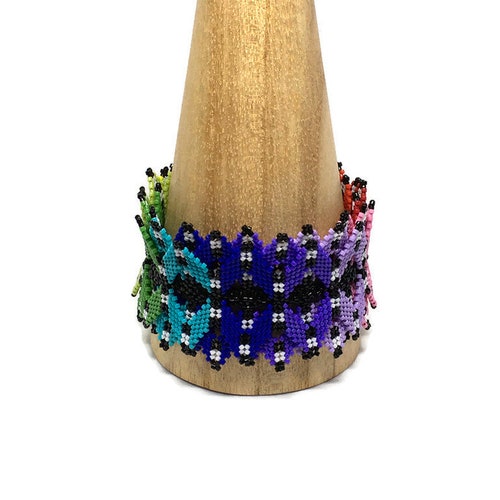 Beaded Rainbow shops Bracelet, statement jewellery, rainbow jewellery, festival jewelry, colourful jewellery, boho bracelet, LGBT bracelet