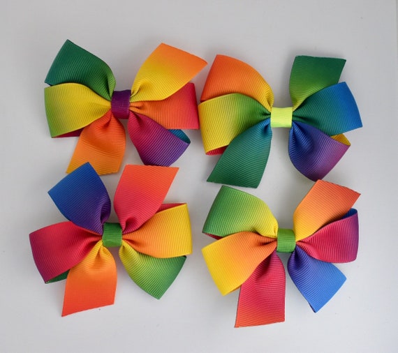Bow Hair Clip Ribbon 3/" Vintage Retro Grosgrain Decorate Handmade bright yellow