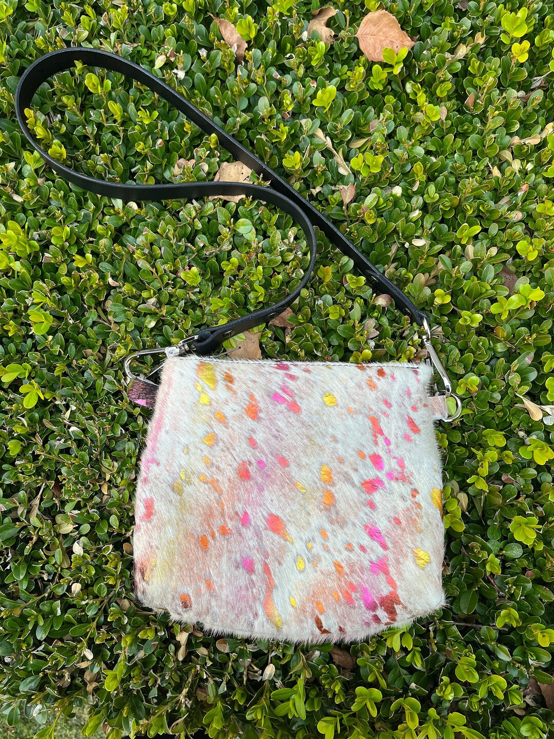 Tripping Cowgirl Acid Washed Hair on Hide Handbag With Leather Shoulder ...