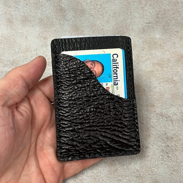 Two tone shark leather minimalist wallet front pocket wallet