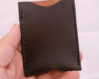 Minimalist card holder shell cordovan leather