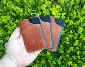 Leather card sleeve Serengeti leather