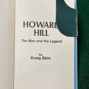 Leather bookmark emerald green color