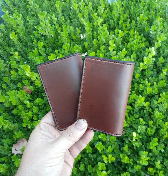Leather bifold card holder minimalist wallet