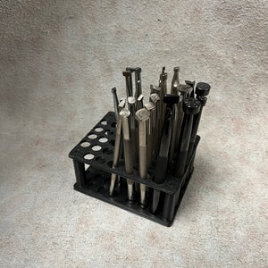 Leather stamp tool rack holds 44 stamps