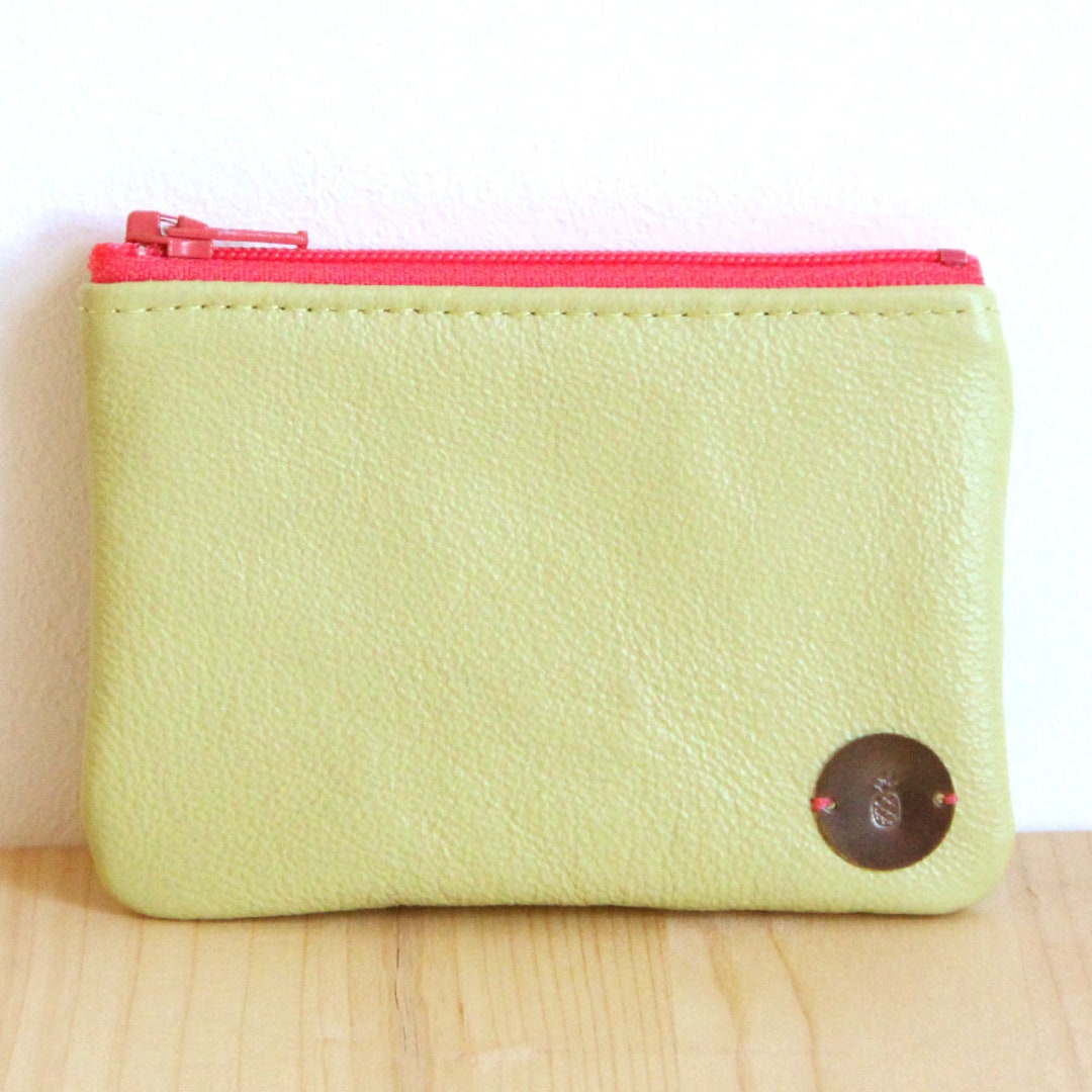 Recycled Lime Green Leather Woman Wallet / Neon Pink Green Zipped Change  Purse / Vintage Flowers Wallet / Birthday Gift Personalized / PMF46 - Etsy