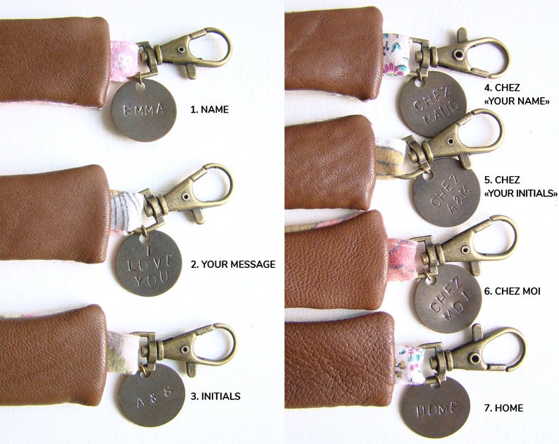Lime Green Recycled Leather Keychain Strawberry Woman Keyring Message Customizable Keyring Mother Student Personalized Gift PCF19