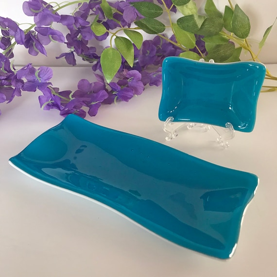 Fused Glass Art Sushi Platter and side dish.