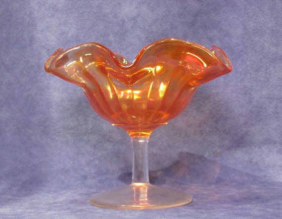 Fenton Marigold Carnival Glass  Pedestal Bowl, Candy Dish, compote.