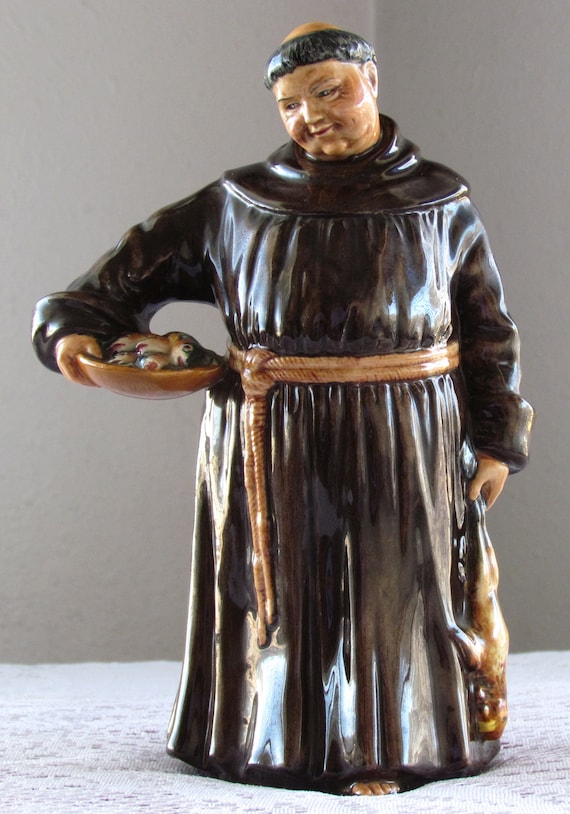 Vintage Royal Doulton "The Jovial Monk"  porcelain Figurine HN2144, Monk With Fish & Pheasant Made in England