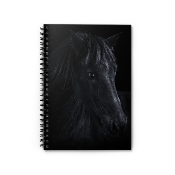 Black and Silver Study of Horse Spiral Notebook - Ruled Line