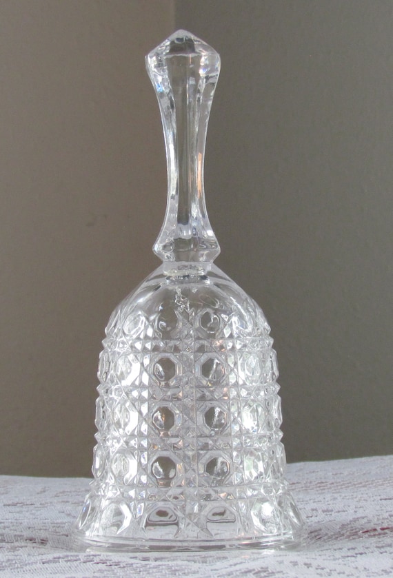 Vintage Smith Glass Innovation Clear Lead Crystal Cut Glass Bell with Diamond and Button Patterns