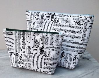 Cosmetics and Toiletries set in music fabric, Gift for musician, Music fabric purse, musician gift, violinist gift, toiletries ba