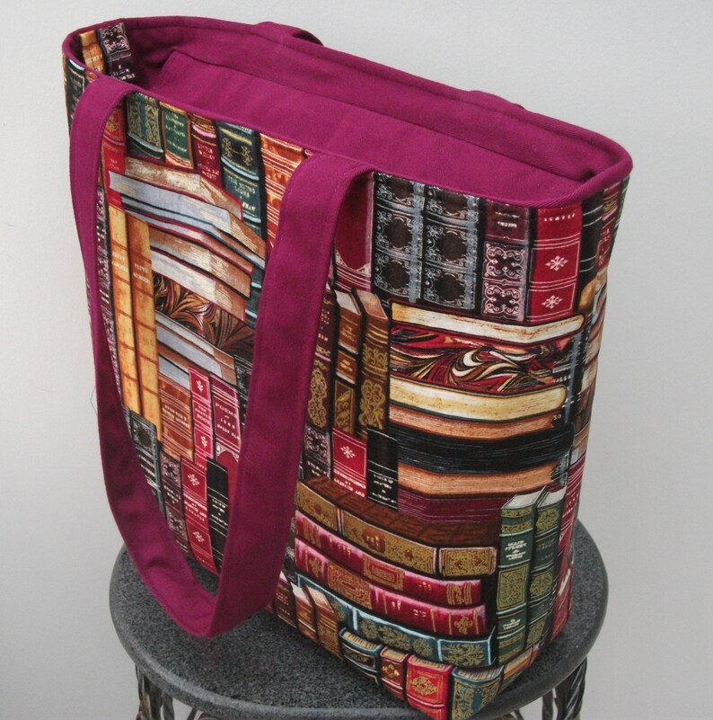 Zippered book bag zippered tote medium tote book bag gift Etsy