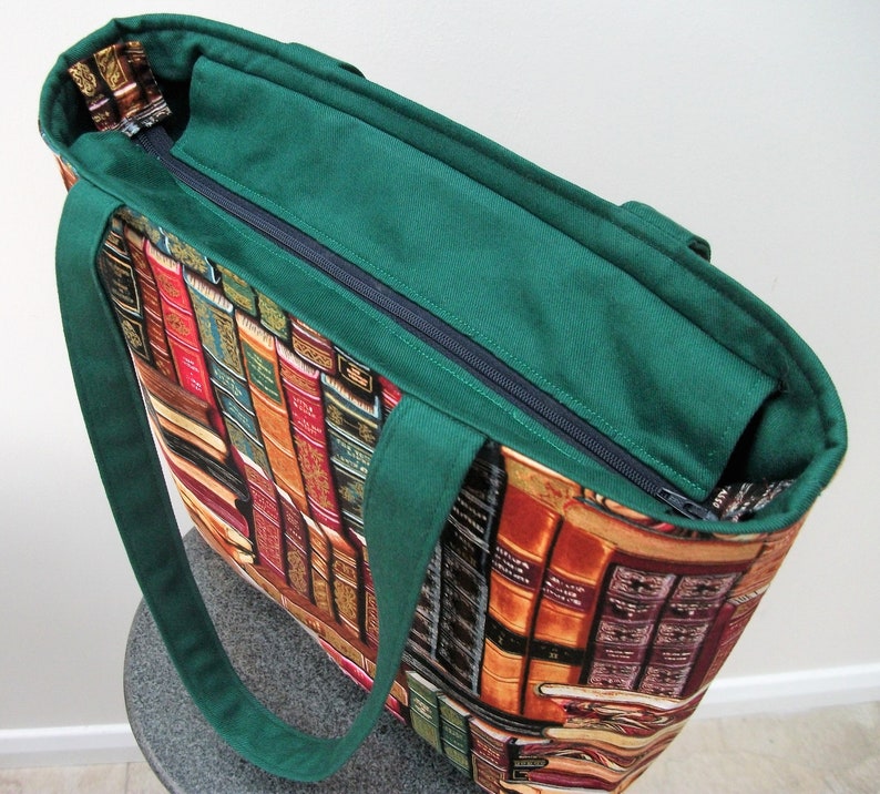Zippered Book Bag Zippered Tote Medium Tote Book Bag Gift Etsy