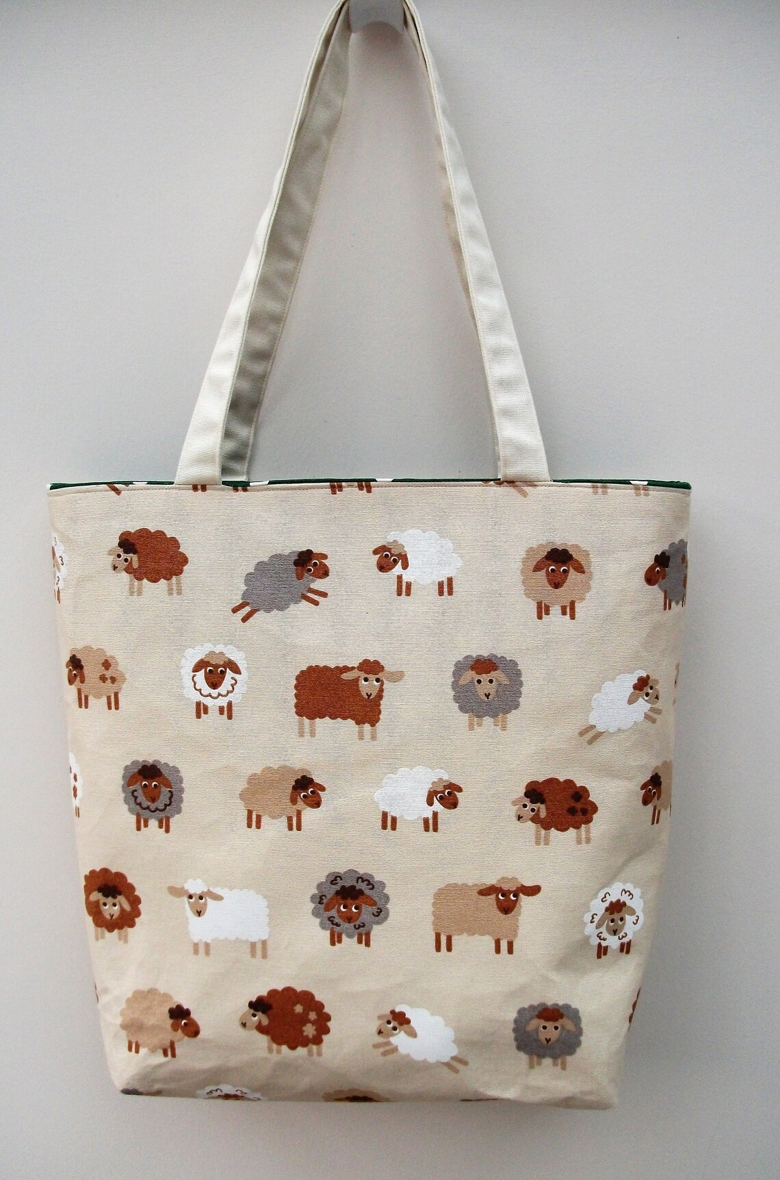 Sheep Themed Bag Large Tote Bag Animal Theme Sheep Fabric Etsy