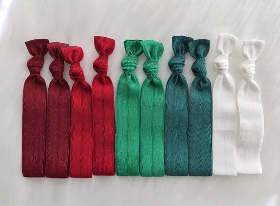 Christmas Hair Ties 10 Elastic Hair Ties No Crease Ponytails Etsy