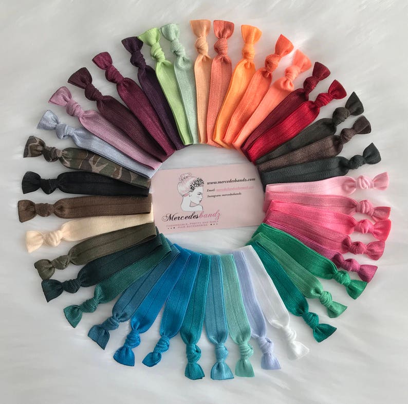 Bulk Of 40 Colorful Solids Hair Ties No Crease Elastic Etsy