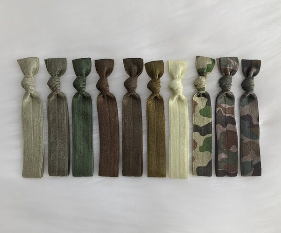 Military Hair Ties Green Camo Hair Ties Elastic Hair Ties No Etsy