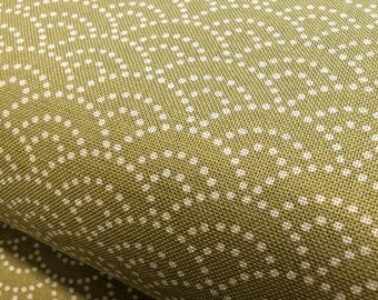 Green Dotted Waves Traditional Japanese Kimono Cotton Fabric Per 50cm