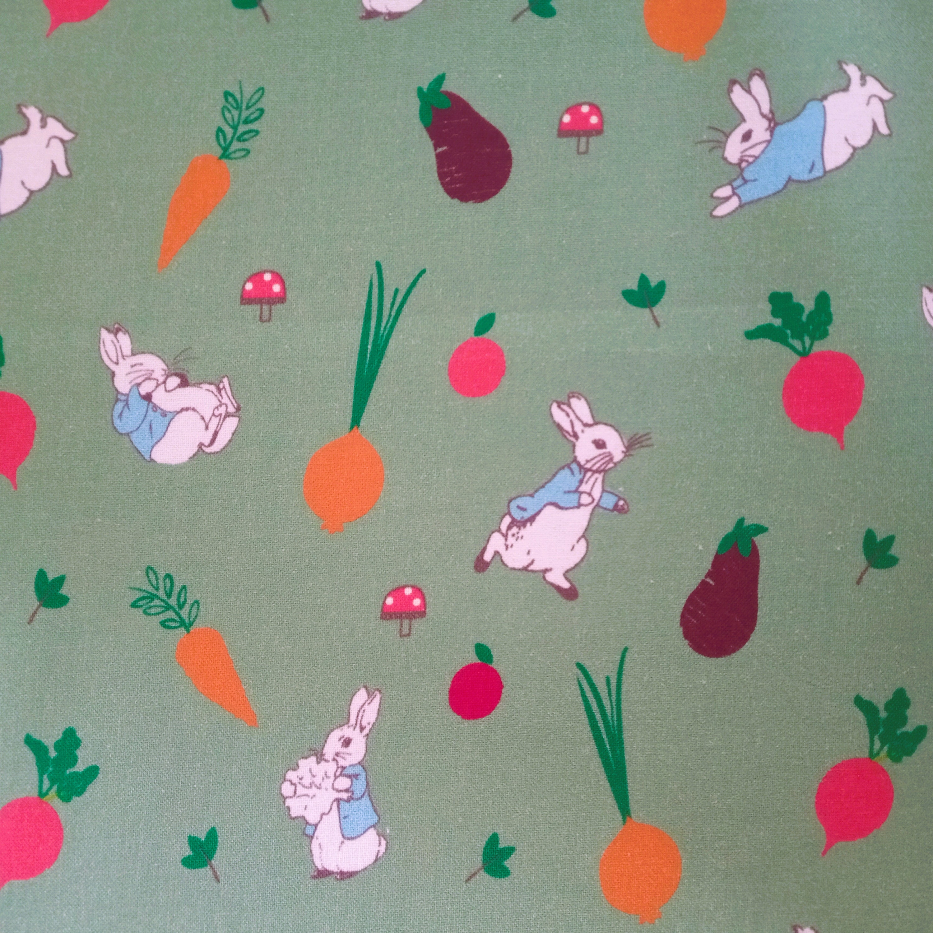 NEW for 2022 Peter Rabbit Green Vegetable Patch Cotton Fabric per 50cm ...