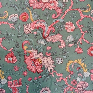 Dutch Heritage 2051 Green Cotton Quilting Dressmaking Fabric French Pompadour Antique Textiles Per 50cm