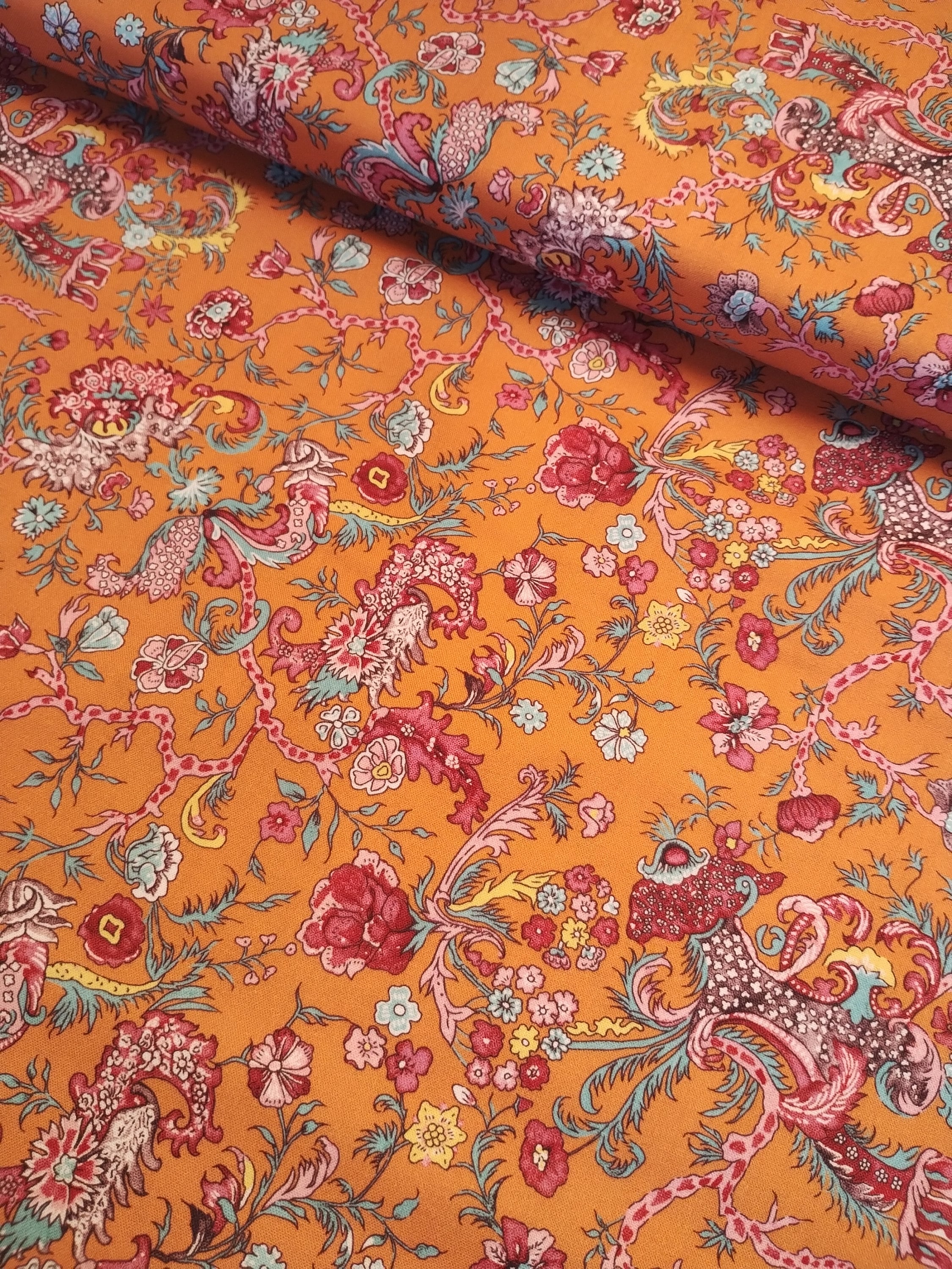 Dutch Heritage 2051 Orange Cotton Quilting Dressmaking Fabric French ...