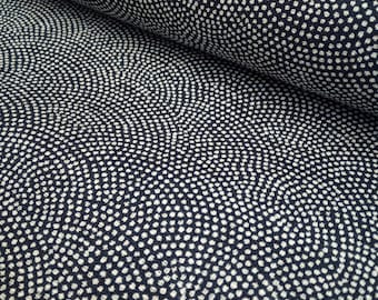 Japanese Dotted Waves Cotton Fabric, Indigo Navy Homespun (per 50cm)