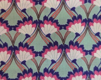 Duck Egg Blue Floral Pima LAWN Dressmaking Cotton Fabric per 50cm