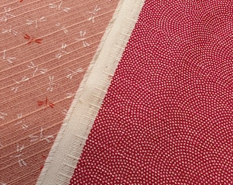 Pink Dragonfly Japanese Cotton Fabric, Double Sided Slub Quilting Dressmaking Material