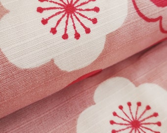 Pink Sakura Cherry Blossom Shantung Slub Cotton Kimono Japanese Fabric per 50cm 850108