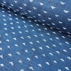 Indigo Triangles Nara Homespun Japanese Traditional Print Linen on Cotton Fabric per 50cm 88223-19
