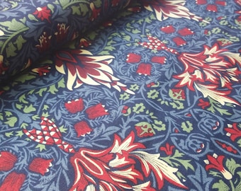 William Morris Winter Berry Baumwollstoff - Blaues Blumenmuster (50 cm)