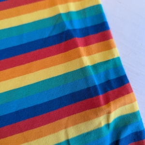 Rainbow Pride Striped Cotton Elastane Jersey for Dressmaking and Children&#39;s Wear Per 50cm