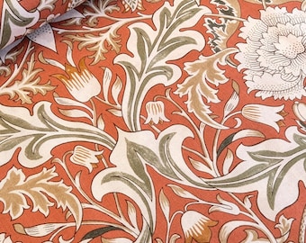 William Morris Leicester Orange Severne Print on Cotton Quilting Fabric Per 50cm